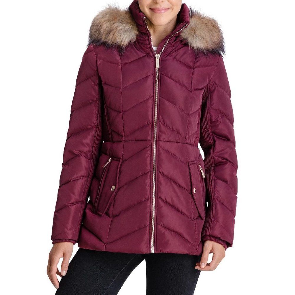 MICHAEL Michael Kors Faux-Fur-Trim Hooded Down Puffer Coat